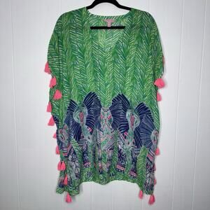 Lilly Pulitzer Women’s Castilla Cover-Up Tunic Costa Verde Elephant Print S/M